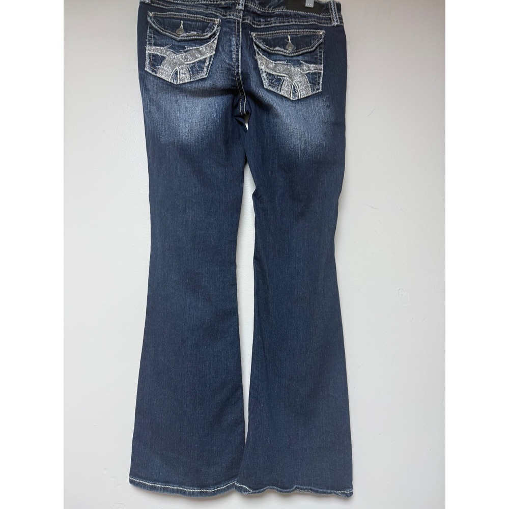 Twentyone Black by RUV Jeans Womens 11/12R Bootcut Embellished Pockets Dark Wash